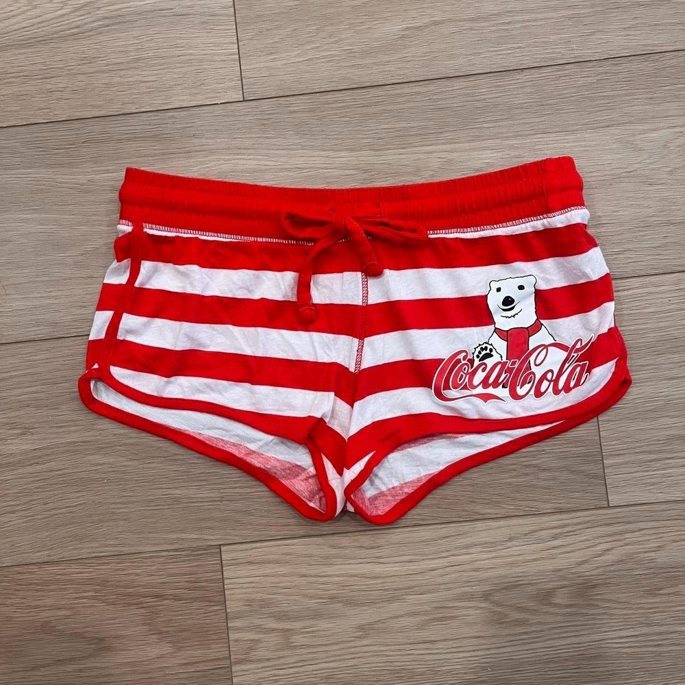Vintage Y2K Coca Cola Striped Low Rise Shorts Women S‎ Festival Coquette Summer